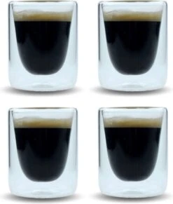 Orange85 Espresso Glazen - Set Van 4 - Kopjes - Dubbelwandig - Glas - 80ml - 5.5 X 7.5 Cm - Koffiekopjes -Keukengerei Winkel 1020x1200 1