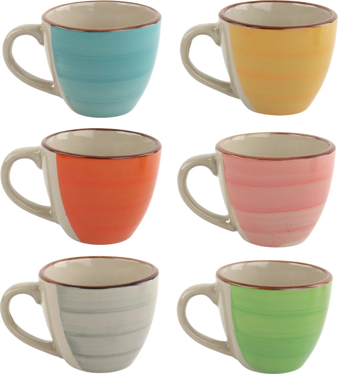 Orange85 Espresso Kopjes - Koffie - Set Van 6 - Meerdere Kleuren - 100 Ml - Aardewerk - Glazen - Met Oor - Koffiekopjes 1 Orange85 Espresso Kopjes - Koffie - Set Van 6 - Meerdere Kleuren - 100 Ml - Aardewerk - Glazen - Met Oor - Koffiekopjes