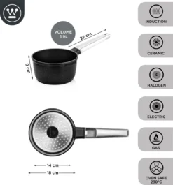 Westinghouse Performance Series - Steelpan Inductie 18cm - Zwart - Geschikt Voor Alle Warmtebronnen Inclusief Inductie En Ovenbestendig - Sauspan 8 Westinghouse Performance Series - Steelpan Inductie 18cm - Zwart - Geschikt Voor Alle Warmtebronnen Inclusief Inductie En Ovenbestendig - Sauspan -Keukengerei Winkel 1120x1200