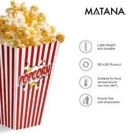 50 Duurzame Popcorn Bakjes (18x10cm) - Popcorn Zakjes Voor Filmavonden, Feestjes - Ook Geschickt Als Snoepbakje Of Feestzakje Voor Kinderen -Keukengerei Winkel 1127x1200 2