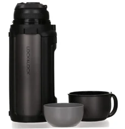 Lock&Lock Thermoskan - Isoleerkan - Thee En Koffie - Lekvrij - 1,5 Liter - RVS - Inklapbaar Handvat - Zwart -Keukengerei Winkel 1161x1200