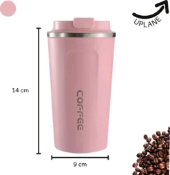 Thermosbeker - Koffiebeker To Go - Travel Mug - Dubbelwandig, RVS & Lekvrij - Thermosbeker Koffie - 380 ML – Roze -Keukengerei Winkel 1169x1200 4