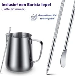 Qualitá® Melkkan Met Art Pen - Barista Melkkannetje - 350 ML - Melkopschuimkannen -Keukengerei Winkel 1186x1200 6