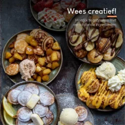 Ocina Poffertjespan– 19 Poffertjes – Poffertjesmaker – Poffertjespan Inductie – Poffertjespan Electrisch – Gietijzeren Pan – Inclusief Warmtebestendige Handvaten– Gratis Receptenboek -Keukengerei Winkel 1198x1200 2