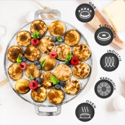 IRONO Poffertjespan Set - Incl. Doseerfles, Kwast En Vork - Poffertjespan Inductie En Electrisch - Poffertjesmaker 19 Poffertjes - Poffertjes Maken - Spuitfles - Cadeau Voor Mannen En Vrouwen -Keukengerei Winkel 1198x1200 3