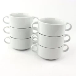 Orange85 Soepkommen - Met Oor - Set Van 6 - Wit - Rond - Met Houder -Keukengerei Winkel 1198x1200 36