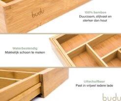 Budu Uitschuifbare Bamboe Bestekbak #47 (47 Cm Diep) - Bestekcassette Hout - Besteklade - 47 X 30,6 - 50 Cm - 6/8 Vakken -Keukengerei Winkel 1200x1000 4
