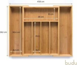 Budu Uitschuifbare Bamboe Bestekbak #38 (38 Cm Diep) - Bestekcassette Hout - Besteklade - 38 X 29,5 - 47,8 Cm - 5/7 Vakken -Keukengerei Winkel 1200x1005 7
