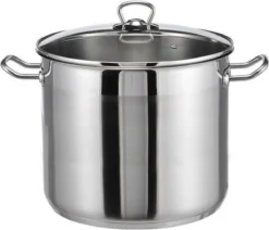 RVS Soeppan Met Glazen Deksel - 15 Liter - Vaatwasserbestendig