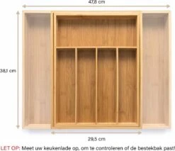 Budu Uitschuifbare Bamboe Bestekbak #38 (38 Cm Diep) - Bestekcassette Hout - Besteklade - 38 X 29,5 - 47,8 Cm - 5/7 Vakken -Keukengerei Winkel 1200x1033 4