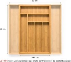 Budu Uitschuifbare Bamboe Bestekbak #47 (47 Cm Diep) - Bestekcassette Hout - Besteklade - 47 X 30,6 - 50 Cm - 6/8 Vakken -Keukengerei Winkel 1200x1041 2