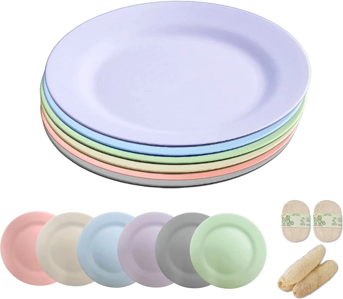 Onbreekbare Borden Van 25 Cm, 6-delige Set, Herbruikbare Platte Borden Met Luffas-afwasborstels, Eetborden, Kunststof, Licht Voor Feestjes, Kamperen, BBQ/pizza, Magnetronbestendig, Vaatwasmachinebestendig, BPA-vrij (veelkleurig) 1 Onbreekbare Borden Van 25 Cm, 6-delige Set, Herbruikbare Platte Borden Met Luffas-afwasborstels, Eetborden, Kunststof, Licht Voor Feestjes, Kamperen, BBQ/pizza, Magnetronbestendig, Vaatwasmachinebestendig, BPA-vrij (veelkleurig)