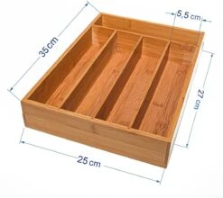 Merkloos Bamboehouten Bestekbak - 5 Compartimenten - 25 X 35 X 6 Cm. - Organizer - 5 Vaks -Keukengerei Winkel 1200x1068 3