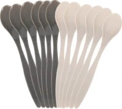 Excellent Houseware 12x Eierlepels Zwart/grijs Kunststof 14 Cm