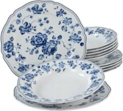Merkloos Alba Royal Blue Flower 12-delig Servies