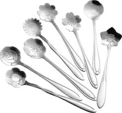 Fako Bijoux® - Bloemen Lepels Set - Theelepel / Koffielepel - 12cm - Zilver - 8 Stuks -Keukengerei Winkel 1200x1115 3