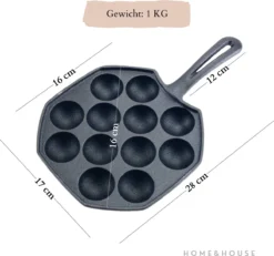 Home&House Poffertjespan Set - Zwart - Poffertjesmaker - Inductie - Gas - Poffertjes - Prik Vork - Kwast - Gietijzer - Poffertjesplaat - Poffertjespannen -Keukengerei Winkel 1200x1122