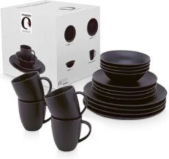 Vtwonen Serviesset - Mat Zwart - Porselein - 16-Delig -Keukengerei Winkel 1200x1125 3