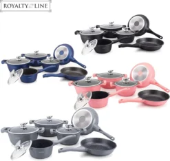 Royalty Line 10-delige Pannenset-- RVS - Gietijzer- Roze -Keukengerei Winkel 1200x1137