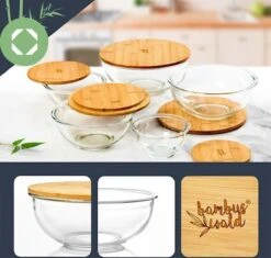 Klarstein Glazen Serveerschaal Met Bamboe Deksel - Afwasmachinebestendig - Veelzijdig Inzetbaar -Keukengerei Winkel 1200x1144 2