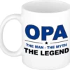 Opa The Man The Myth The Legend Cadeau Mok / Beker Wit - 300 Ml - Verjaardag - Kado Koffiemok / Theebeker