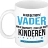 Ik Ben De Trotse Vader Van De Grappigste, Leukste En Beste Kinderen Koffiemok / Theebeker - Wit - 300 Ml - Blauwe En Zwarte Letters - Verjaardag / Vaderdag - Cadeau / Bedankje Voor Papa