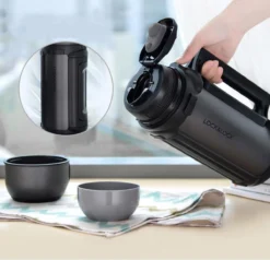 Lock&Lock Thermoskan - Isoleerkan - Thee En Koffie - Lekvrij - 1,5 Liter - RVS - Inklapbaar Handvat - Zwart -Keukengerei Winkel 1200x1155 3