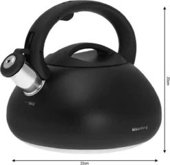 Fluitketel Waterkoker Mat Zwart 2.7 L ‘’Black Amethyst‘’ RVS – Inductie - Vatwasser -Keukengerei Winkel 1200x1161 3