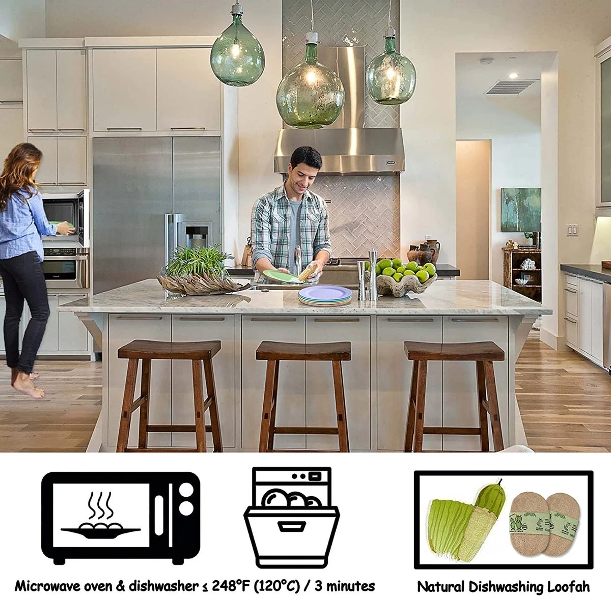 Onbreekbare Borden Van 25 Cm, 6-delige Set, Herbruikbare Platte Borden Met Luffas-afwasborstels, Eetborden, Kunststof, Licht Voor Feestjes, Kamperen, BBQ/pizza, Magnetronbestendig, Vaatwasmachinebestendig, BPA-vrij (veelkleurig) 5 Onbreekbare Borden Van 25 Cm, 6-delige Set, Herbruikbare Platte Borden Met Luffas-afwasborstels, Eetborden, Kunststof, Licht Voor Feestjes, Kamperen, BBQ/pizza, Magnetronbestendig, Vaatwasmachinebestendig, BPA-vrij (veelkleurig) - Afbeelding 5