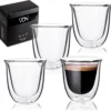 Dubbelwandige ESPRESSO Glazen Van Borosilicaat - Warme En Koude Dranken Kopjes - 70 ML - Set Van 4