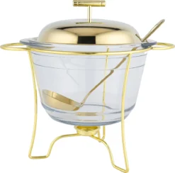 MONOO Soepkom Goud - Soepkommen - Glazen Soepterrine - Voedselverwarmer - Soepketel - 4 Liter