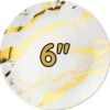 50 Marble Design Herbruikbare Feest Borden 6" - Goud En Wit Premium Borden - Verjaardag, Feesten, Bbq Enz - Wegwerp Ronde Borden