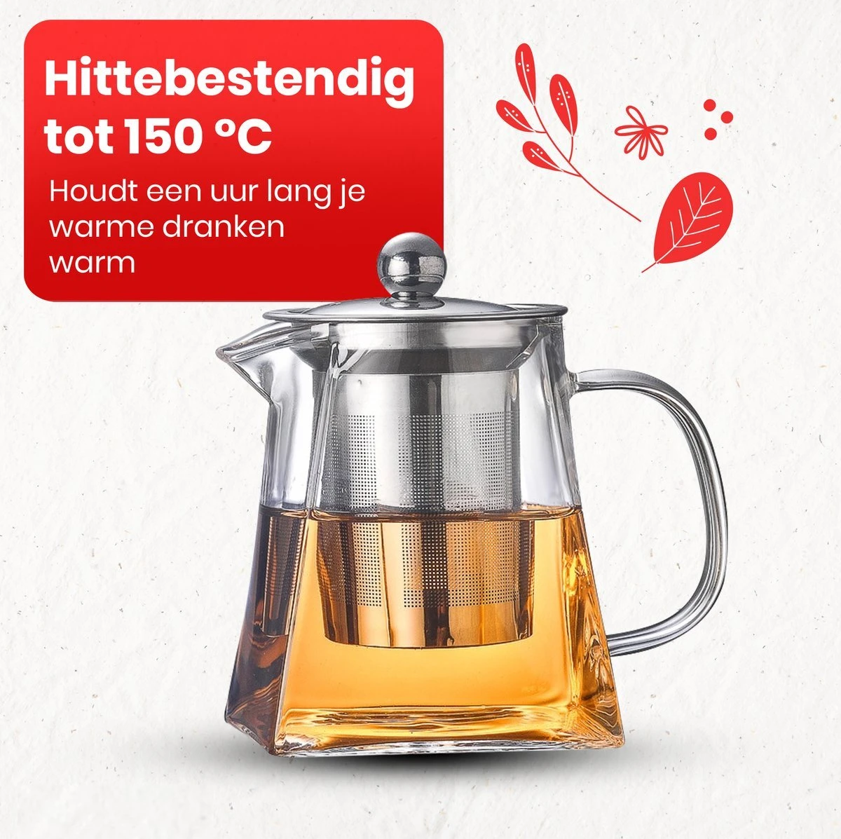 Procidi® Glazen Theepot Met Filter - Theekan Met Infuser - Dubbelwandig Borosilicaat Glas - Thee Thermoskan - Koffiekan 950 ML - Teapot 3 Procidi® Glazen Theepot Met Filter - Theekan Met Infuser - Dubbelwandig Borosilicaat Glas - Thee Thermoskan - Koffiekan 950 ML - Teapot - Afbeelding 3
