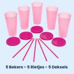 Herbruikbare Bekers Met Rietje En Deksel Van Plastic – Starbucks Design – Drinkbekers Met Rietje – Kleur Veranderende Beker – 5 Pack -Keukengerei Winkel 1200x1198 27