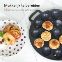 Ocina Poffertjespan– 19 Poffertjes – Poffertjesmaker – Poffertjespan Inductie – Poffertjespan Electrisch – Gietijzeren Pan – Inclusief Warmtebestendige Handvaten– Gratis Receptenboek -Keukengerei Winkel 1200x1198 3
