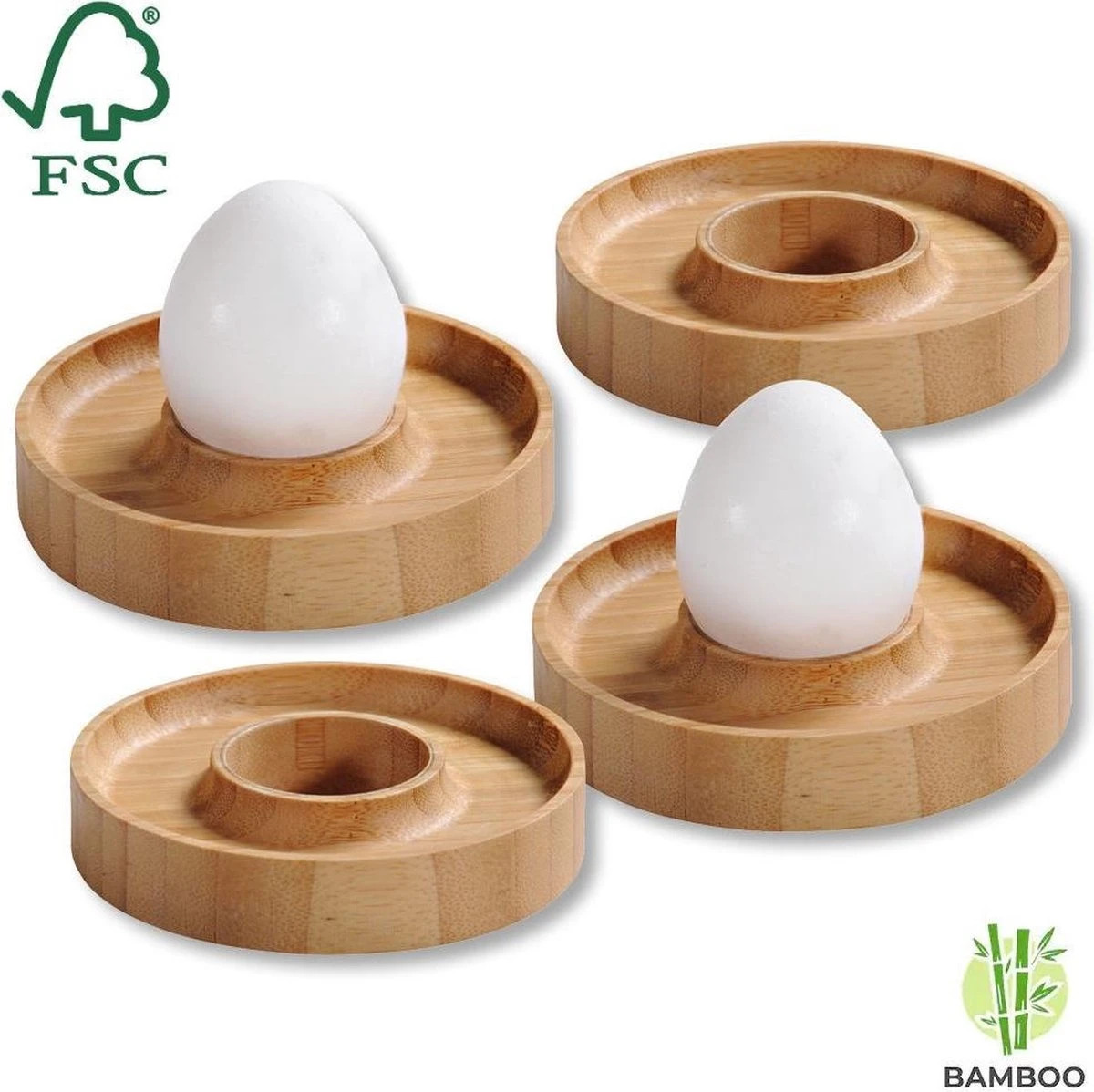 Merkloos FSC® Bamboe Houten - Eierdopjes Set Van 4 Stuks - Met Praktische Rand Voor Neerleggen Van De Eierschaal - Eierdoppen Set 4-Delig 3 Merkloos FSC® Bamboe Houten - Eierdopjes Set Van 4 Stuks - Met Praktische Rand Voor Neerleggen Van De Eierschaal - Eierdoppen Set 4-Delig - Afbeelding 3
