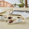 Karaca -Delon- Set Van 2 Koffiekopset-voor Twee Personen-Turkse Koffie-espresso-wit-gold-porselein-