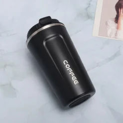 Koffiebeker To Go | Lekvrije Thermosbeker | Thermosfles | RVS Reisbeker | Dubbelwandige Travel Mug | 380 Ml | Zwart