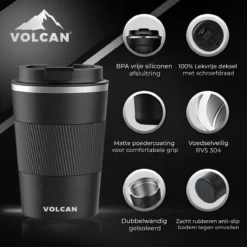 Volcan RVS Koffiebeker To Go Met Sleeve - Thermosbeker - Theebeker - Coffee - Zwart -Keukengerei Winkel 1200x1200 1106