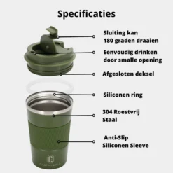 Castagnola Design RVS Koffiebeker To Go - Groen - 380ml - Thermosbeker - Theebeker -Keukengerei Winkel 1200x1200 1110