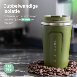 Triple J® Koffiebeker To Go - Thermosbeker - BPA & Lekvrij - 380ml - Groen -Keukengerei Winkel 1200x1200 1124