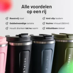 Triple J® Koffiebeker To Go - Thermosbeker - BPA & Lekvrij - 380ml - Groen -Keukengerei Winkel 1200x1200 1127