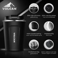 Volcan RVS Koffiebeker To Go - Thermosbeker - Theebeker - Coffee - Zwart -Keukengerei Winkel 1200x1200 1137