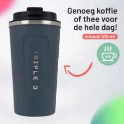 Triple J® Koffiebeker To Go - Thermosbeker - BPA & Lekvrij - 510ml - Blauw -Keukengerei Winkel 1200x1200 1144