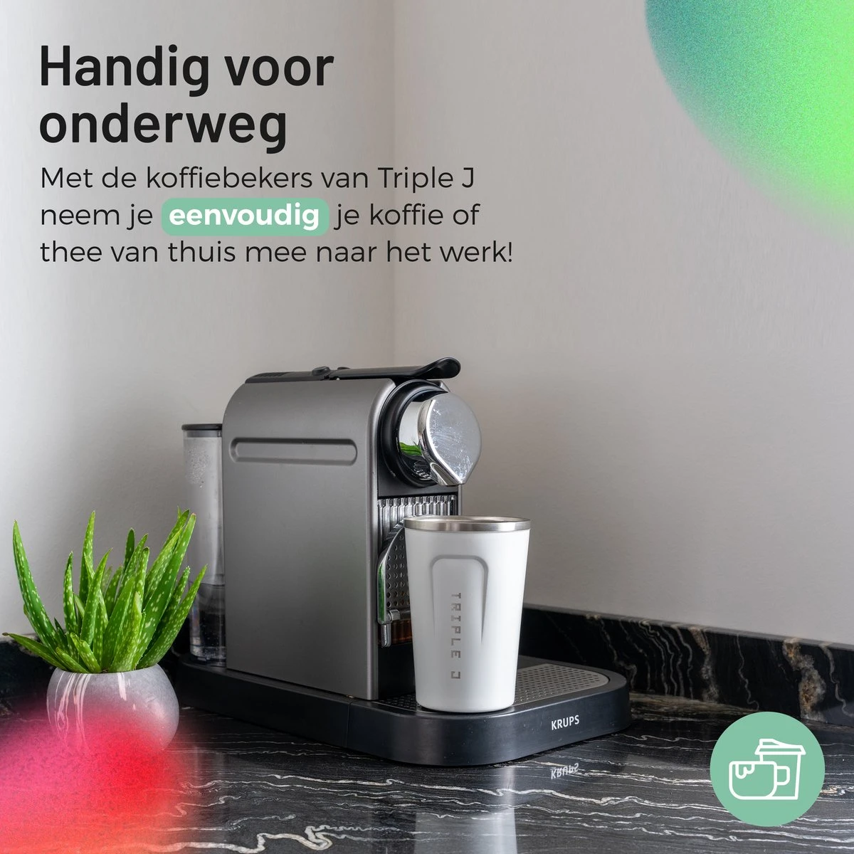 Triple J® Koffiebeker To Go - Thermosbeker - BPA & Lekvrij - 380ml - Wit 3 Triple J® Koffiebeker To Go - Thermosbeker - BPA & Lekvrij - 380ml - Wit - Afbeelding 3