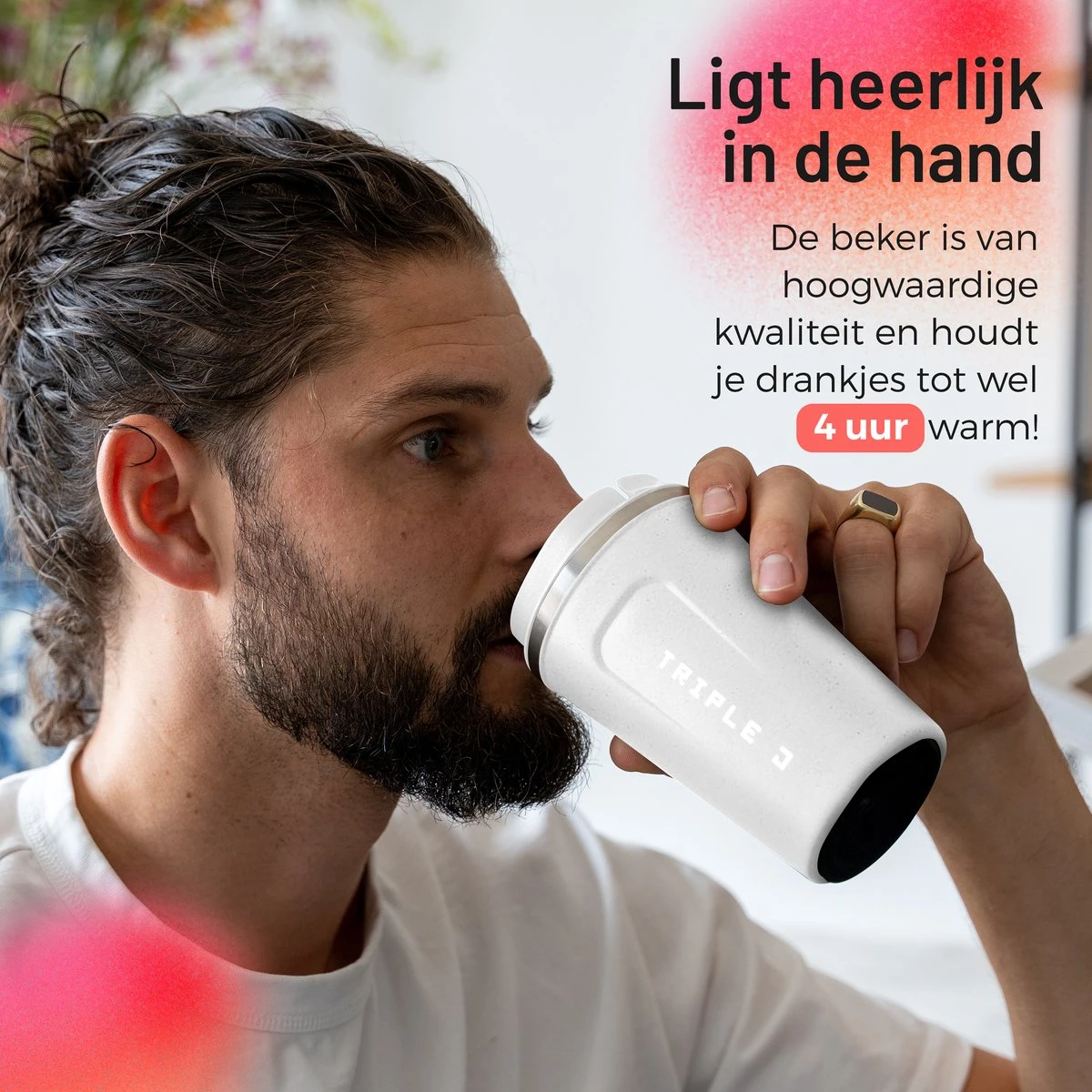 Triple J® Koffiebeker To Go - Thermosbeker - BPA & Lekvrij - 380ml - Wit 6 Triple J® Koffiebeker To Go - Thermosbeker - BPA & Lekvrij - 380ml - Wit - Afbeelding 6