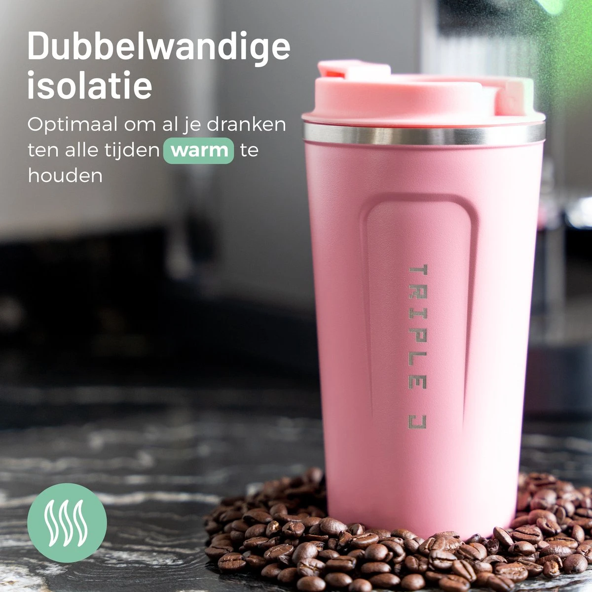 Triple J® Koffiebeker To Go - Thermosbeker - BPA & Lekvrij - 510ml - Roze 5 Triple J® Koffiebeker To Go - Thermosbeker - BPA & Lekvrij - 510ml - Roze - Afbeelding 5