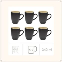 OTIX Koffiekopjes - Met Oor - Set Van 6 - Theekoppen - 340ml - Zwart - Keramiek 10 OTIX Koffiekopjes - Met Oor - Set Van 6 - Theekoppen - 340ml - Zwart - Keramiek -Keukengerei Winkel 1200x1200 1289