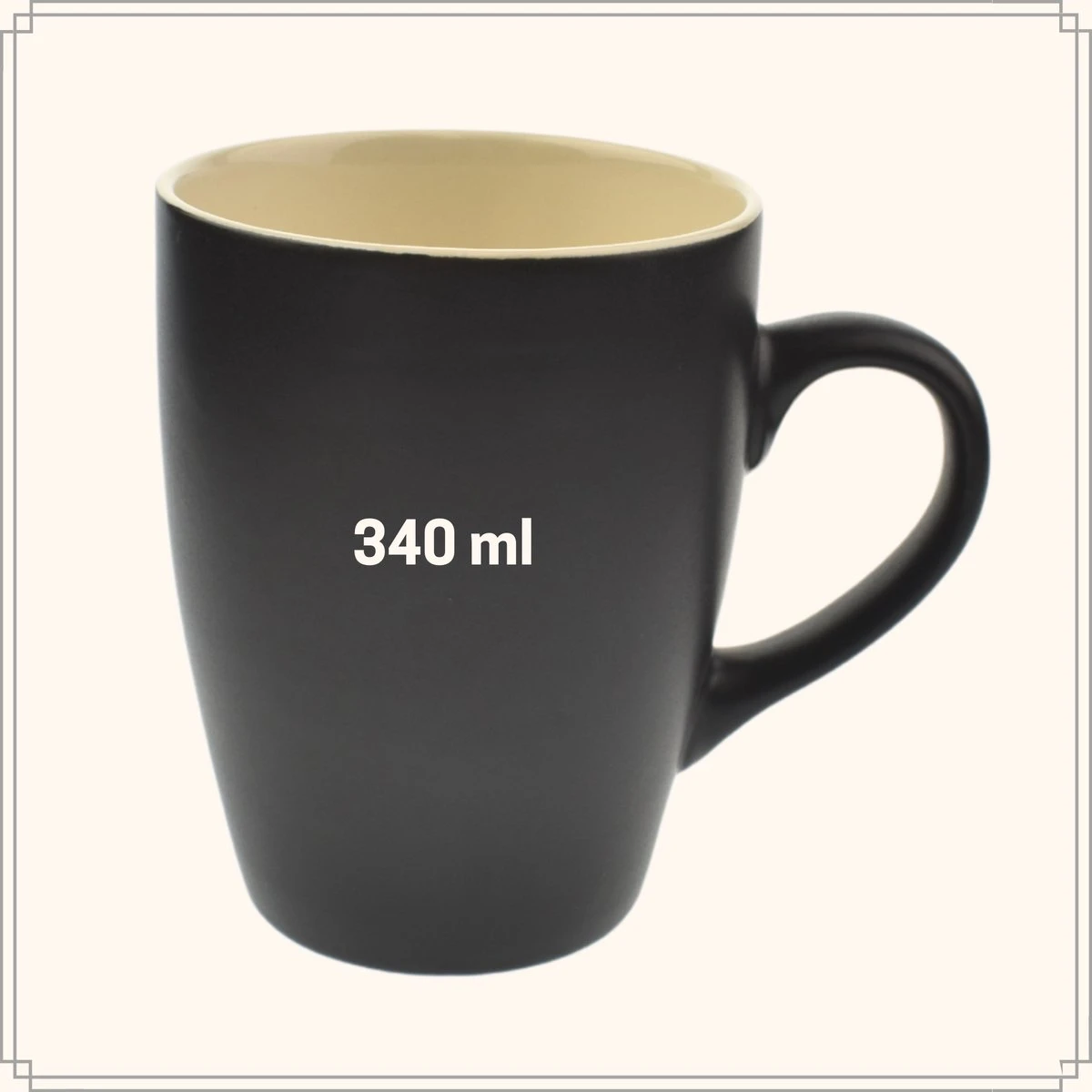 OTIX Koffiekopjes - Met Oor - Set Van 6 - Theekoppen - 340ml - Zwart - Keramiek 6 OTIX Koffiekopjes - Met Oor - Set Van 6 - Theekoppen - 340ml - Zwart - Keramiek - Afbeelding 6