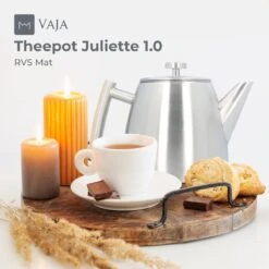 Vaja® Theepot Camille Met Filter - Zilver - 1.0L - RVS Dubbelwandig - Theekan -Keukengerei Winkel 1200x1200 1399